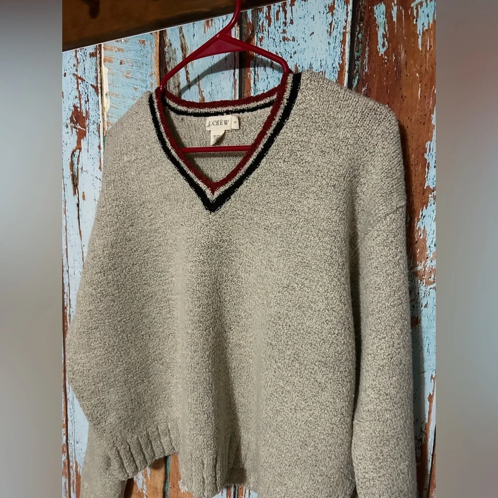 J. Crew Tennis Style V-Neck Sweater 88% Wool